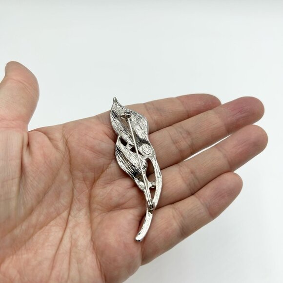 Vintage Premier Designs Calla Lily Brooch Pink White Enamel Floral Pin - Picture 3 of 3